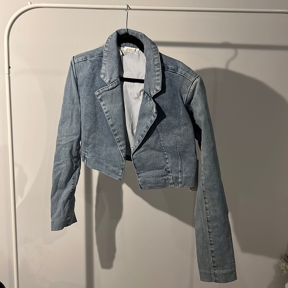 Steele cropped denim blazer